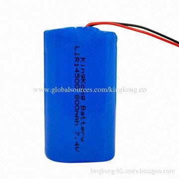 14500 Lithium-ion Column Battery Pack with 800mAh Capacity, 7.4V Standard Voltage
